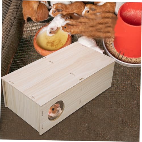 ERINGOGO Hamsterhaus aus Natürlichem Holz Mehrkammeriges Versteck Ausruhen Robustes Hamsterversteck für Kleintiere Sicheres Holzhaus für Hamster zum Verstecken und Klettern von ERINGOGO