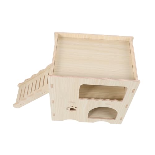 ERINGOGO Hamsterhütte aus Massivholz Kabine Ort Hamsterspielzeug Protokoll Hamster Hamster zubehör Holz Hamster Versteck Hamsterversteck Haustier schlafhaus Beige von ERINGOGO