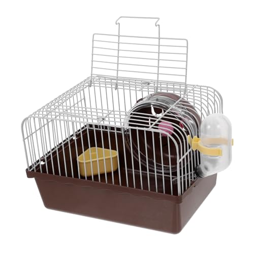 ERINGOGO Hamsterkäfig Käfige Reisen Hamster Tragetasche Wasser Träger Haustierkäfig Chinchilla Klein Hängematte Tragbare Transportbox Für Hamster Multifunktional Zubehör Abs Brown von ERINGOGO