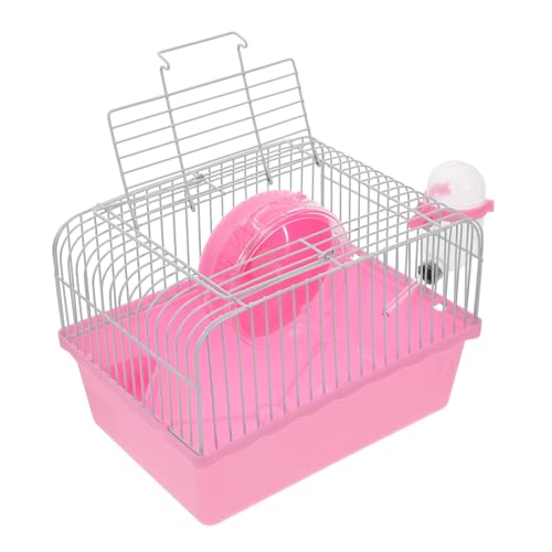 ERINGOGO Hamsterkäfig Wasser Käfige Klein Drinnen Zubehör Zwinger Nagetier Tragbare Transportbox Für Hamster Chinchilla Tragbare Hamsterreise Träger Multifunktional Reisen Rosa Abs von ERINGOGO