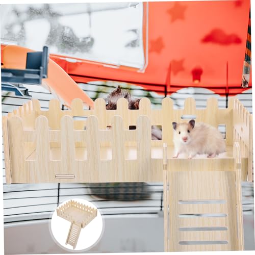 ERINGOGO Hamsterplattform aus Holz mit Kletterleiter Langlebiges Bissfestes Kleintierspielzeug für Hamsterkäfig Praktisches Klettergerüst und Spielstand für Kleine Haustiere von ERINGOGO