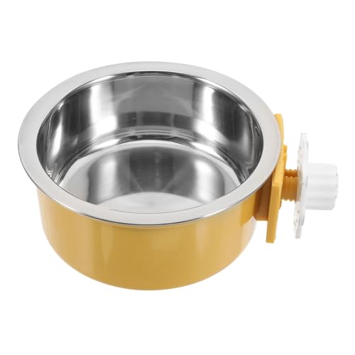 ERINGOGO Haustier Hund Schüssel Hamster Katzen tierfutter Kleine Hundeblächen hundenäpfe aus Metall Wassernapf für Kaninchen Zwinger Wassernapf hängend Kiste Hundenapf Abs Yellow von ERINGOGO