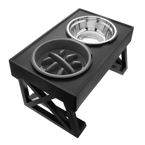 ERINGOGO Hochgezogene Katzenschüssel Hundeschale Edelstahl Slow Feeder Pet Double Bowl Pet Bowl Für Nahrung Und Wasser Für Zuhause Und Reisen Gebrauch von ERINGOGO