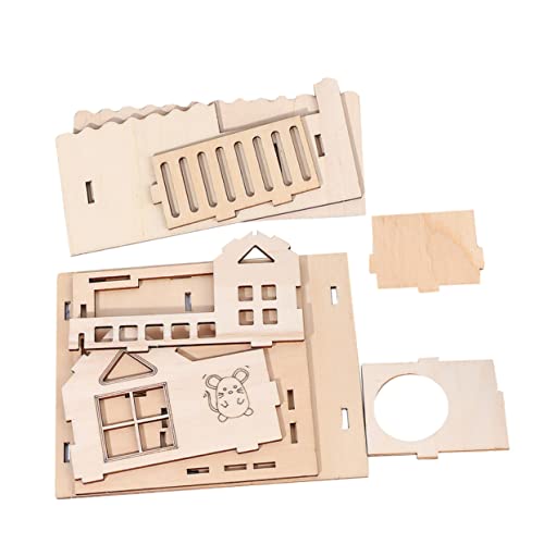 ERINGOGO Hamsterhaus aus Holz Doppelschicht Villa für Hamster Kreatives Spielzeug mit Kletterleiter Haustierhaus für Kleintiere Naturholz für Zwerghamster von ERINGOGO