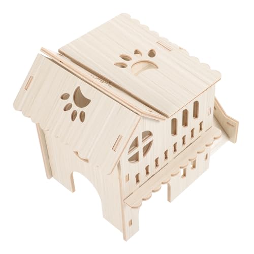 ERINGOGO Hölzerne Hamsterhaus Hamster Versteck Holz Haus Für Hamster Igel Rattenhaus Aus Holz Dekoratives Spielzeug Käfigzubehör von ERINGOGO