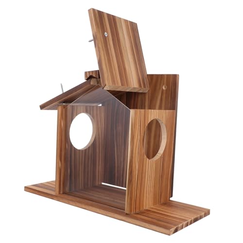 ERINGOGO Holz Futterspender für Eichhörnchen und Hamster Wetterfeste Futterstation mit Robustem Design Futterhäuschen für Garten und Außenbereich Einfache Langlebig und ERINGOGO Holz Futterspender für Eichhörnchen und Hamster Wetterfeste Futterstation mit Robustem Design Futterhäuschen für Garten und Außenbereich Einfache Langlebig und von ERINGOGO
