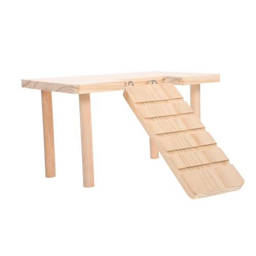 ERINGOGO Holz Hamsterplattform mit Rampe Natürliches Chinchilla Dekorative Kleintier Rampe Sicheres Kauspielzeug für Hamster Meerschweinchen und Zwerghamster Fördert Bewegung und von ERINGOGO