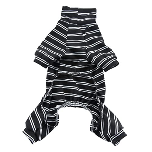 ERINGOGO Hundezubehör hundeschlafanzüge hundepyjama Hundeschlafanzug gestreift Haustierpajama dünn Dog Clothes klein Hundehose Welpenweste dekorative Hundebekleidung Polyester Black von ERINGOGO