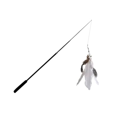 ERINGOGO 1.8m Interaktives Katzenspielzeug Mit Teleskopangel Langer Pet Fishing Pole Teaser Carbonfaser Mit Weißen Federn Für Katzen Katzenjagdspielzeug von ERINGOGO