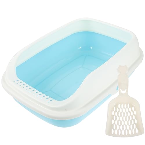 ERINGOGO Kasten Katzentoilette Mülleimer Wurf bedeckt Katzenklo drinnen klein Katzenstreu Kätzchen saubere Toilette Katze Bettpfanne kätzchentoilette Plastik Sky-Blue von ERINGOGO