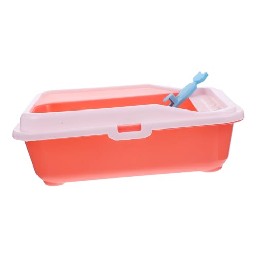 ERINGOGO Kasten Katzentoilette rostfrei Katzenstreublättschale Selbstreinigung Katzenstreu Scoop Wurf dustbin streuwanne Katzenstreu Toilette strapazierfähige Katzenbettpfanne Sport Rosa von ERINGOGO