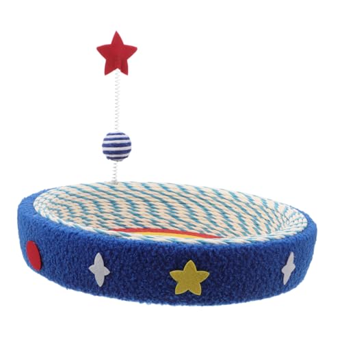 ERINGOGO Katzenkratzbett Mit Sternenmuster Rundes Kratzbrett Mit Sisal Für Innenkatzen Gemütliche Lounge-Bowl Für Kleine Haustiere Funktionale Kombination Aus Kratzen Und Entspannen von ERINGOGO
