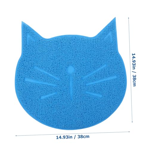 ERINGOGO Katze Napfunterlage rutschfest PVC Langlebig Blau Niedliche Katzenform Futtermatte Haustier Futterplatz Schmutzschutz für Katzen Welpennäpfe von ERINGOGO