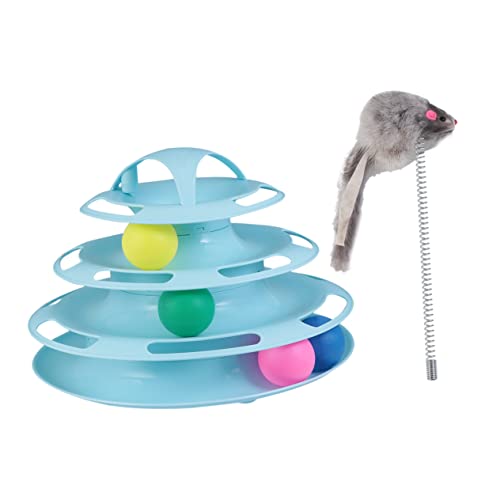 ERINGOGO Katze Plattenspieler bewegliches Katzenspielzeug drinnen Tunnel Bewegung Katzenball Plattenspieler mit Vier Ebenen interaktive Spielkreisbahnen Plastik von ERINGOGO