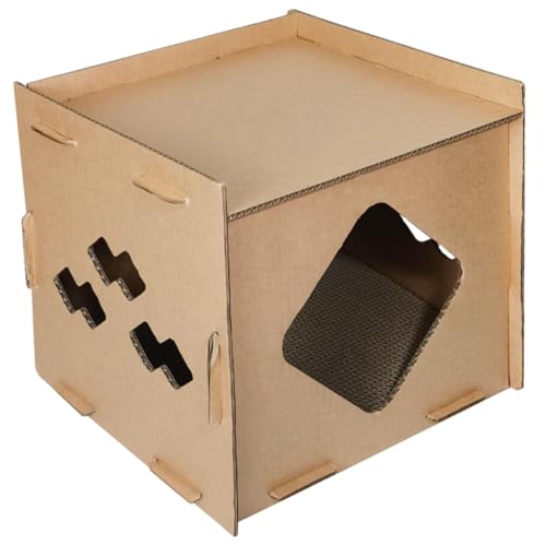 ERINGOGO Katzenkratzbrett Katzenstreu gewellt Kratzer kratzen Planke Katzenhaus Kartonhaus für Katzen Haustiernest aus Pappe Katzenbett aus Pappe Multi-Level-Pappe Cat House Wellpapier von ERINGOGO
