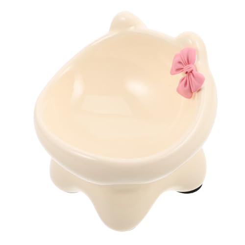 ERINGOGO Katzennapf Katzengericht Katzenfutter Katzengeschirr Für Lebensmittel Erhöhter Hundenapf Hundegeschirr Wasserspender Für Welpen Kleine Hundenäpfe Kleine Katzennäpfe Beige Keramik von ERINGOGO