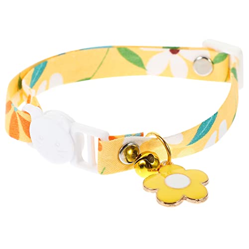 ERINGOGO Katzenschmuckhalsband mit Glocke Verstellbares Waschbares Dekorationshalsband für Kätzchen Leuchtendem Gelb für Partys und Besondere Anlässe von ERINGOGO