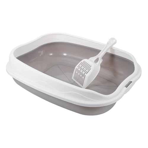 ERINGOGO Katzentoilette Welpenpfanne Katzenpfanne Katzenstreu Katzenklo Welpentoilette tragbare Toilette für Katzen Abs Grey von ERINGOGO