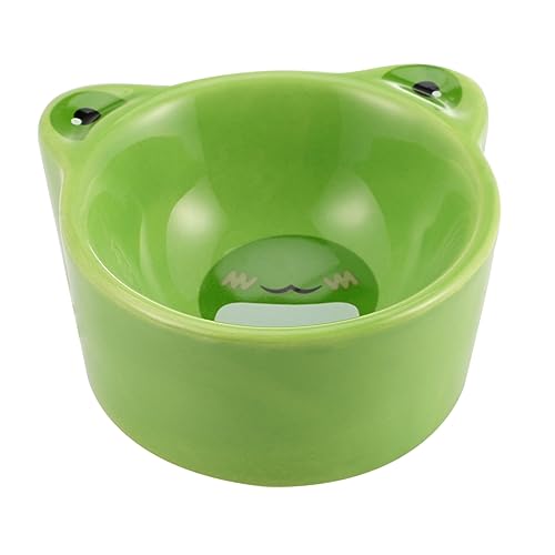 ERINGOGO Keramik Futternapf für Kleine Haustiere Kippsicher Cartoon Design Frosch Robust und Leicht zu Reinigen für Hamster Meerschweinchen und Kleine Nager Sorgt für Sauberes Füttern von ERINGOGO