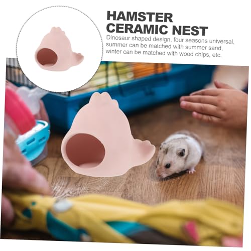 ERINGOGO Keramik Hamsterhaus Dinosaurier Form Langlebiges Kleines Haustier Nest Glatte Oberfläche Einfach zu Reinigen Ganzjährig Geeignet für Schlafplatz und Spiel für Zwerghamster und von ERINGOGO