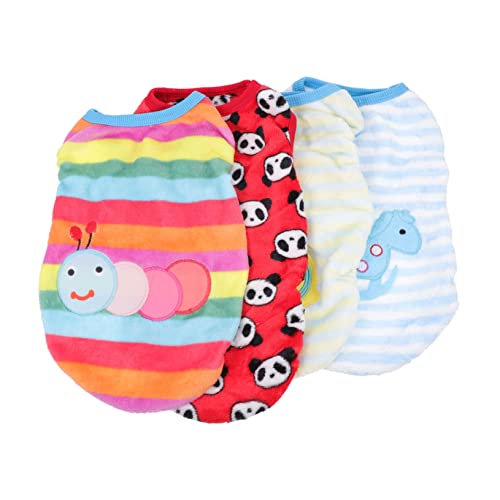 ERINGOGO 4stücke Teiliges Kleine Hundekleidung Flanell Weste Warm Für Herbst Und Winter Niedliches Cartoon-Design Bequem Und Leicht Für Kostümpartys Haustierbedarf von ERINGOGO