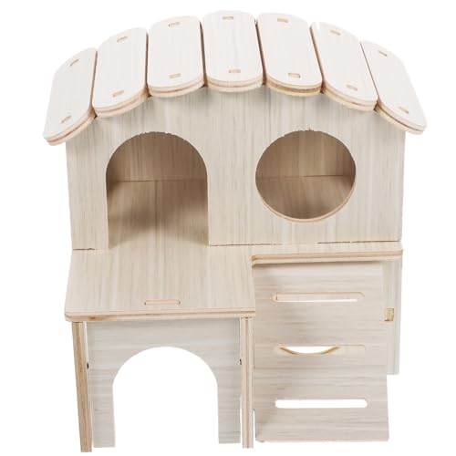 ERINGOGO Kleines Hamster Holzhaus Dekorative Hamsterunterkunft Kauspielzeug Für Hamster Und Chinchillas Versteck Und Spielplatz Für Kleine Haustiere Langlebig Und Sicher von ERINGOGO