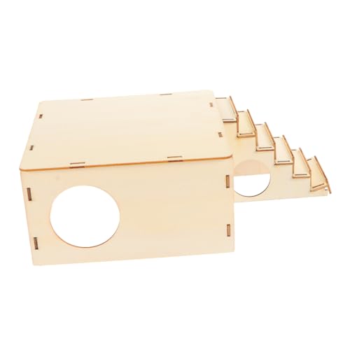 ERINGOGO Kleines Holzhaus Hamster Versteckplatz aus Natürlichem Holz für Meerschweinchen Kleintiere mit Treppen für Ökologisch und Langlebig von ERINGOGO