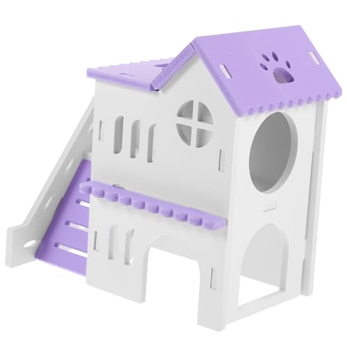 ERINGOGO Kleintierhaus Bunt Mehrschichtig mit Rampe Dekoratives Hamsterhaus als Versteck und Spielhaus Komfortables Versteck für Ratten Zwerghamster Meerschweinchen und Kleine Nager von ERINGOGO