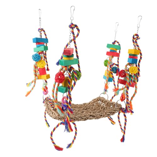 ERINGOGO Klettern Sie das Netto -Hängemattenspielzeug Haustier Papagei groß Vogelschaukel Sittichspielzeug für den Käfig Vogel Stehen Vogel hängende Schaukel Polyester von ERINGOGO
