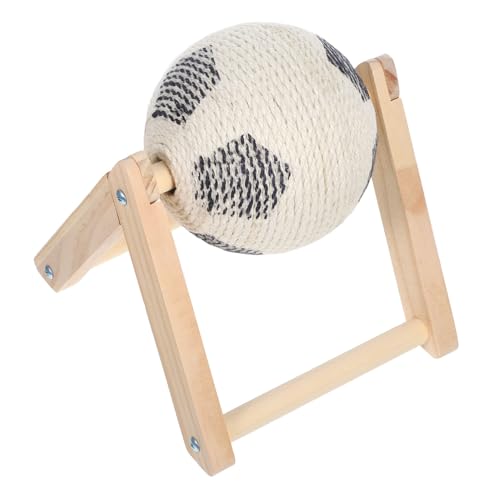 ERINGOGO Kratzball aus Natürlichem Sisal mit Stabilem Holzgestell Interaktives Katzenspielzeug für Krallenpflege und Aktivität Platzsparend Stilvolles Design für Kätzchen und Katzen Indoor von ERINGOGO