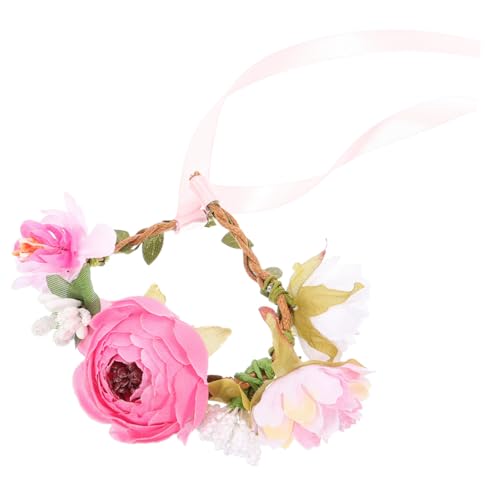 ERINGOGO Leichtes Haustier Halsband mit Blumenkranz Verstellbar und Hautfreundlich Niedliches Hundehalsband und Katzenzubehör für Party und Alltag Pinkes Design von ERINGOGO