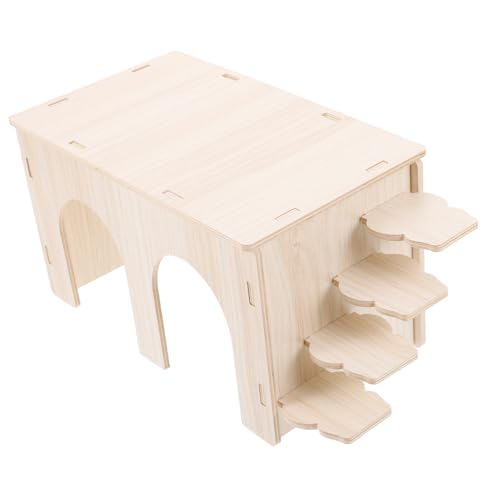 ERINGOGO Meerschweinchen Versteckhaus aus Holz mit Rampe Langlebige und Verschleißfeste Hütte für Hamster Dekoratives Tier Labyrinth und Wohnraumzubehör für Kleintiere von ERINGOGO