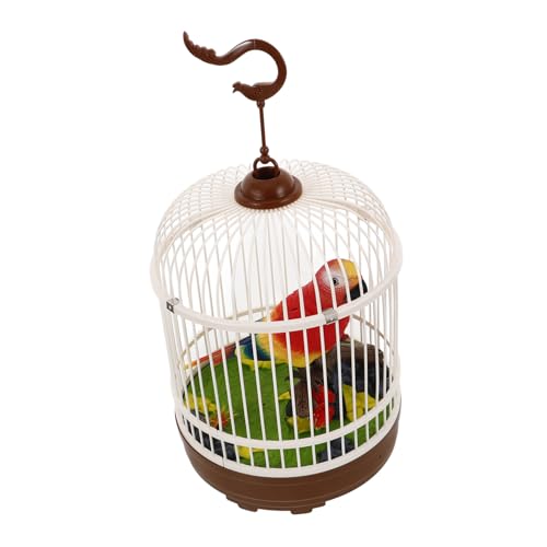 ERINGOGO Mini Simulation Vogel Im Käfig Geräuschaktiviertes Zwitschern Spielzeug Plastiksimulation Vogelkäfig Interaktives Spielzeug Für Dekoration Und Unterhaltung Jedem von ERINGOGO