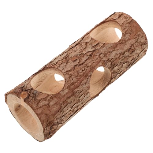 ERINGOGO Natürlicher Holzkaninchentunnel für Kleintiere Ergonomisches Versteckspielzeug für Hamster Meerschweinchen und Zwerghamster Robust und Langlebig für Schlafen von ERINGOGO