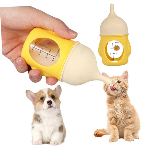 ERINGOGO PET-Flasche welpenfläschchen Pflege Wiederverwendbare Milchflasche Stillflasche für Haustiere Kätzchen mit der Flasche füttern Kätzchen Zeug Kätzchen-Welpen-Flaschen Kieselgel Gelb von ERINGOGO
