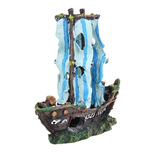 ERINGOGO Piratenschiff Ornamente Aquarien Aquarium Ornamente Große Aquarium Ornamente Aquarium Schiffsornament Themen Landschaftsgestaltung Aquarium Segelboot Seesand von ERINGOGO