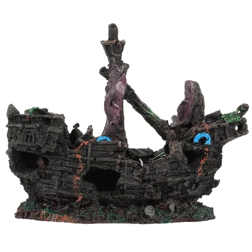 ERINGOGO Schiffswrack Aus Kunstharz Für Aquarium Dekoration Unterwasserschiffornament Schiffsdekor Für Aquarien Und Teiche Fischbecken Deko Ornament von ERINGOGO