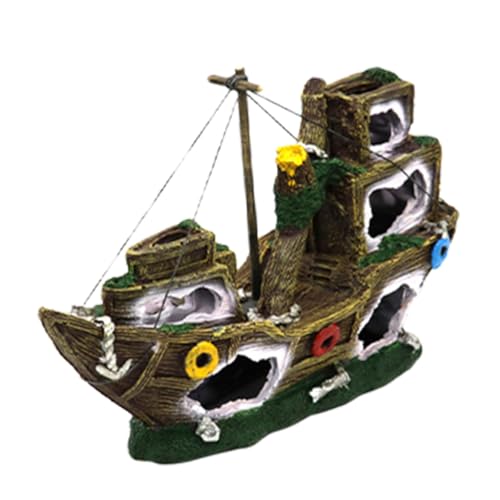 ERINGOGO Piratenschiffswrack Dekoration Aquarium Schiffswrack Landschaft Kleines Aquarium Schiffswrack Aquarium Schiffswrack Aquarium Schiffswrack von ERINGOGO