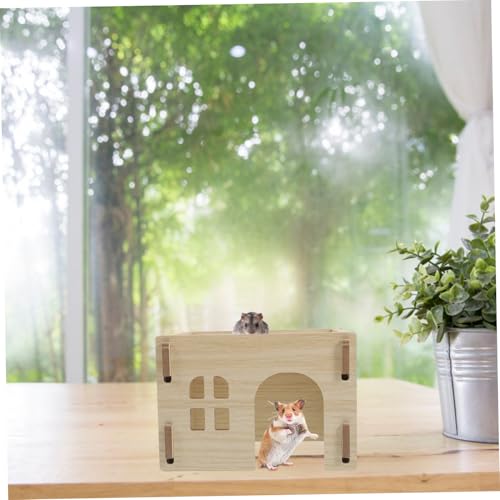 ERINGOGO Robustes Hamsterhaus aus Holz mit Versteck Futter und Wasserplattform Sicheres Nagerversteck für Meerschweinchen Hamster Ratten und Kleine Kleintiere Multifunktionales für von ERINGOGO