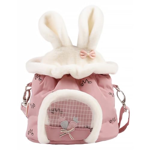 ERINGOGO Tragbare Hamster Tasche mit Hasenohren Outdoor Kleintier transporttasche für Hamster Flughafenzugelassen mit Bequemem Innenraum und Schultergurt für Reisen und Ausflüge von ERINGOGO