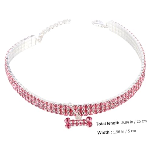 ERINGOGO Verstellbares Hundehalsband mit Funkelnden Strasssteinen Rosa Mini Knochen Anhänger Langlebige Materialkette Modisches Haustierzubehör für Spaziergänge und Outdoor Sport ERINGOGO Verstellbares Hundehalsband mit Funkelnden Strasssteinen Rosa Mini Knochen Anhänger Langlebige Materialkette Modisches Haustierzubehör für Spaziergänge und Outdoor Sport von ERINGOGO