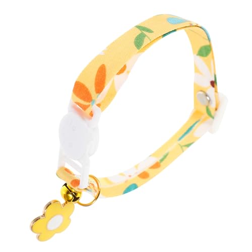 ERINGOGO Verstellbares Katzenhalsband mit Glocke Leichtes Waschbares Welpen und Kitten Kragen für Haustiere Gelb für Alltag Party Weihnachten und Besondere Anlässe von ERINGOGO