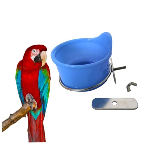 ERINGOGO Vogel Futter und Wassernapf zum Befestigen Am Käfig Multifunktional für Papageien und Kleine Haustiere Robust Leicht zu Reinigen Blauer Futterbecher für Vögel und Nager von ERINGOGO