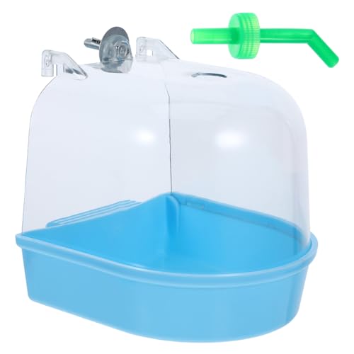 ERINGOGO Vogelbad Kleiner Vogelduschenwürfel Sittichbad Für Innenkäfig Haustier-Vogel-badewanne Papagei Badewanne Vogeltränkebecken Vogelkäfigbadewanne Vogel Badewanne Abs Blue von ERINGOGO