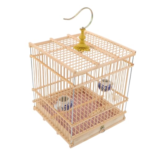 ERINGOGO Vogelkäfig Rechteckig Klein Natürliches Tragbares Zuhause für Zebrafinken und Glanzvögel Dekorativer Käfig für Innen und Balkon Ergonomisch Verriegelbar Einfache Naturnahe von ERINGOGO