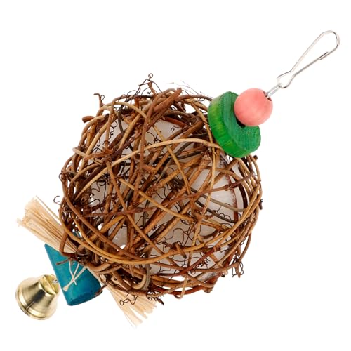 ERINGOGO Bird Cage Rattan Spielzeug Für Papageien Sichere Und Robuste Kau Und Spielmöglichkeit Für Kleine Vögel Aus Natürlichem Rattan Hängender Glocke von ERINGOGO