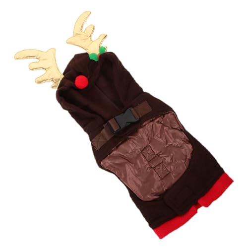 ERINGOGO Weihnachts-Haustier-Kleidung klein Weihnachtskostüm für Haustier hundepyjama Weihnachten Mäntel Hunde-Weihnachts-Hoodie Kostüm für Haustierkleidung warme Hundekleidung Stoff Kaffee von ERINGOGO
