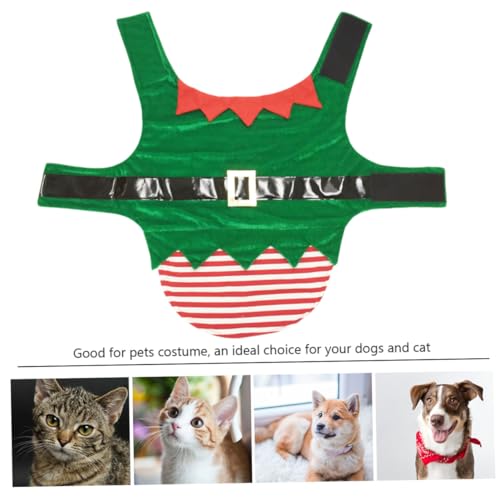 ERINGOGO Weihnachtself Hundekostüm Grün Atmungsaktive Leichte Verkleidung für Haustiere Komfortabler Passgenauer Pet Dog Coat Festliches Cosplay für Weihnachten und Party von ERINGOGO