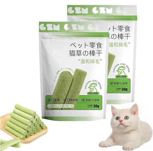 ERISAMO Chew Sticks for Cats, Cat Grass Teething Stick, Cat Teeth Cleaning Cat Grass Stick, Natural Cat Grass Sticks for Hairball Control,Calm Cat Anxiety and Stress (2 Box) von ERISAMO