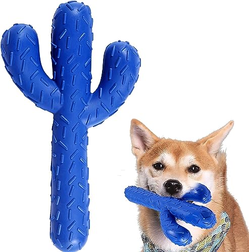 ERKIES Hundekauspielzeug, Hunde-Kauspielzeug für Aggressive Kauer, interaktives Kaktus Gummispielzeug Hundepuzzle-Spiel, für Training und Reinigung der Zähne (Blau) von ERKIES